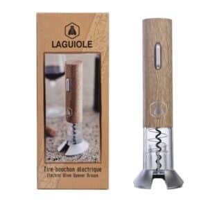 laguiole tire bouchon electrique couleur bois & argent - Le comptoir de l'épicurienne - produits de la table