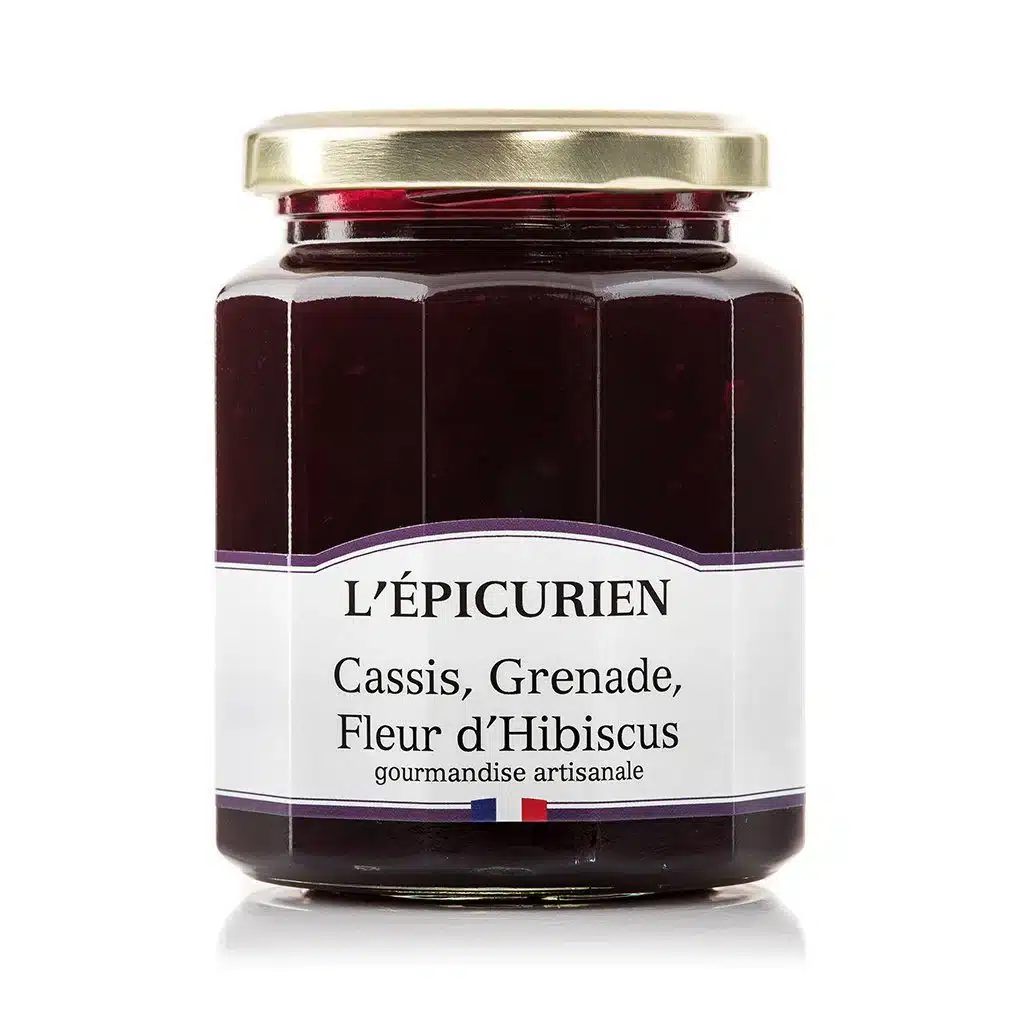 l'epicurien confiture cassis grenade fleur d'hibiscus