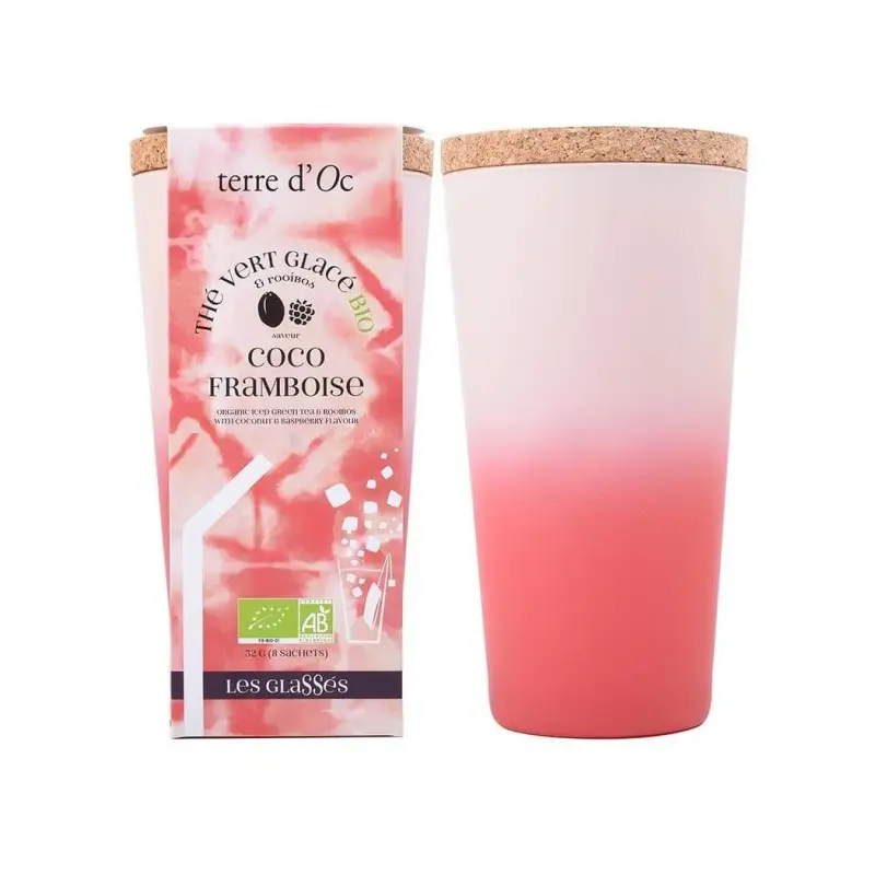 terre d'oc the vert bio glace coco framboise avec verre