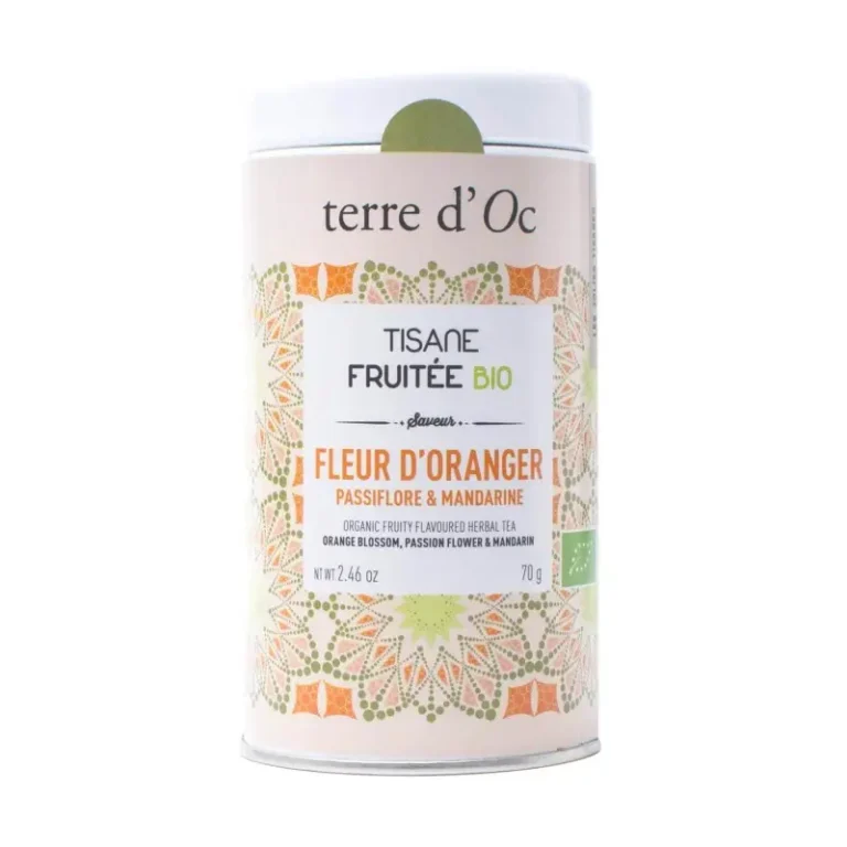 terre d'oc tisane fruitee bio saveur fleur d'oranger, passiflore et mandarine